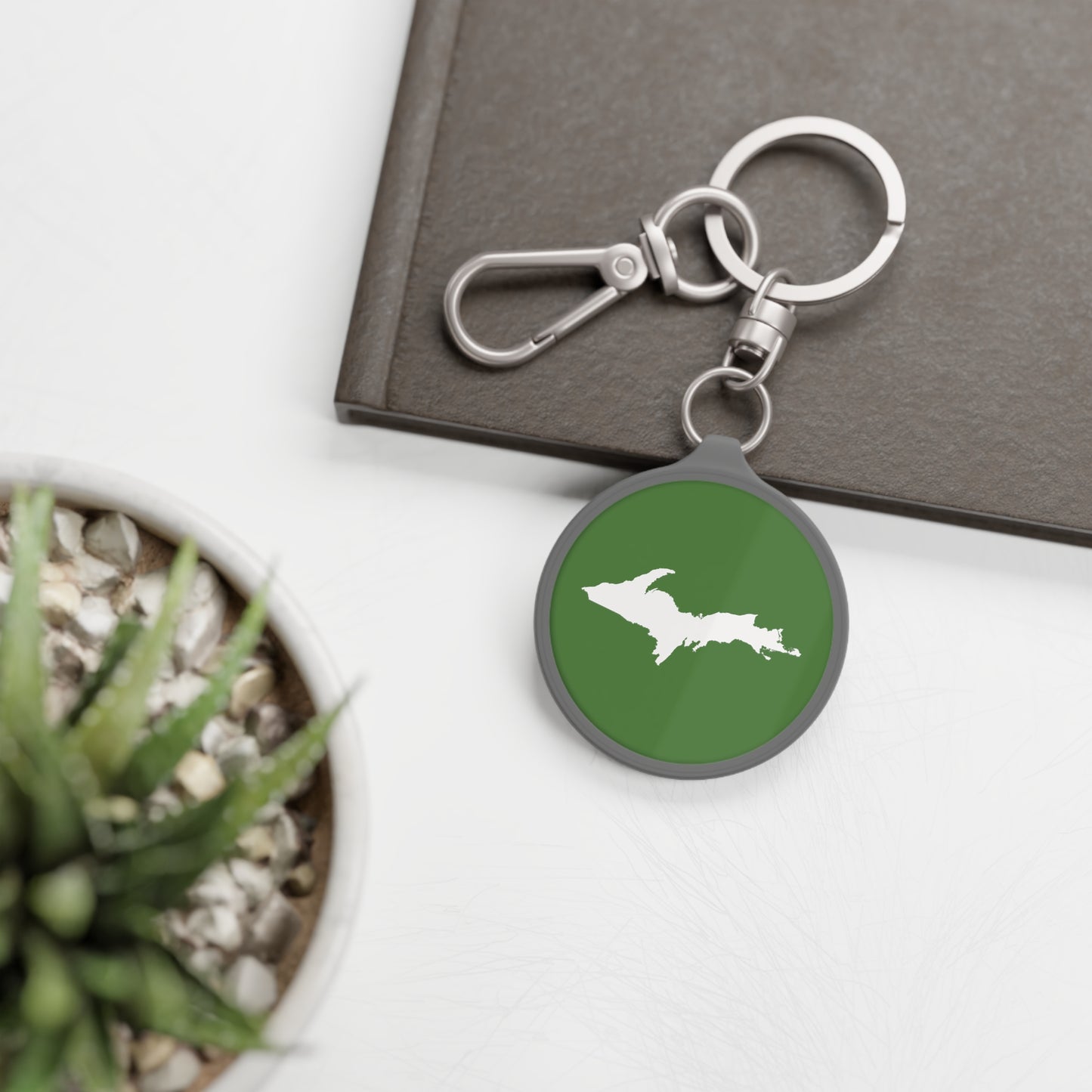 Michigan Upper Peninsula Keyring (w/ UP Outline) | Pine Green