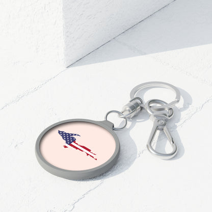 Michigan Upper Peninsula Keyring (w/ UP USA Flag) | Champagne Pink