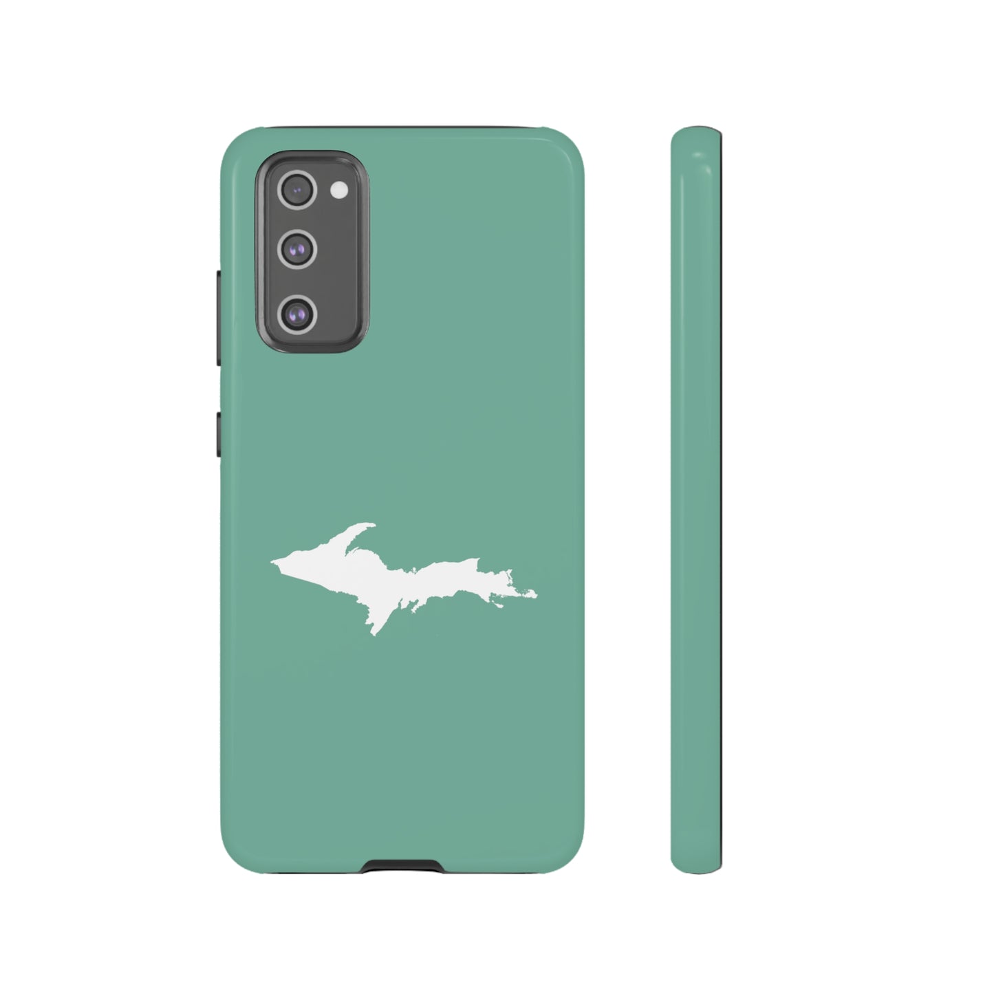 Michigan Upper Peninsula Tough Phone Case ('64 Metallic Mint Green w/ UP Outline) | Samsung & Pixel Android