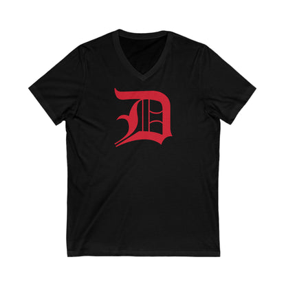 Detroit 'Old English D' T-Shirt (Aliform Red) | Unisex V-Neck