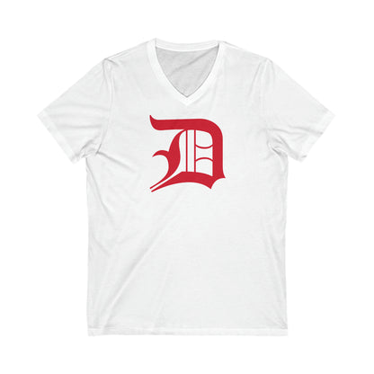 Detroit 'Old English D' T-Shirt (Aliform Red) | Unisex V-Neck