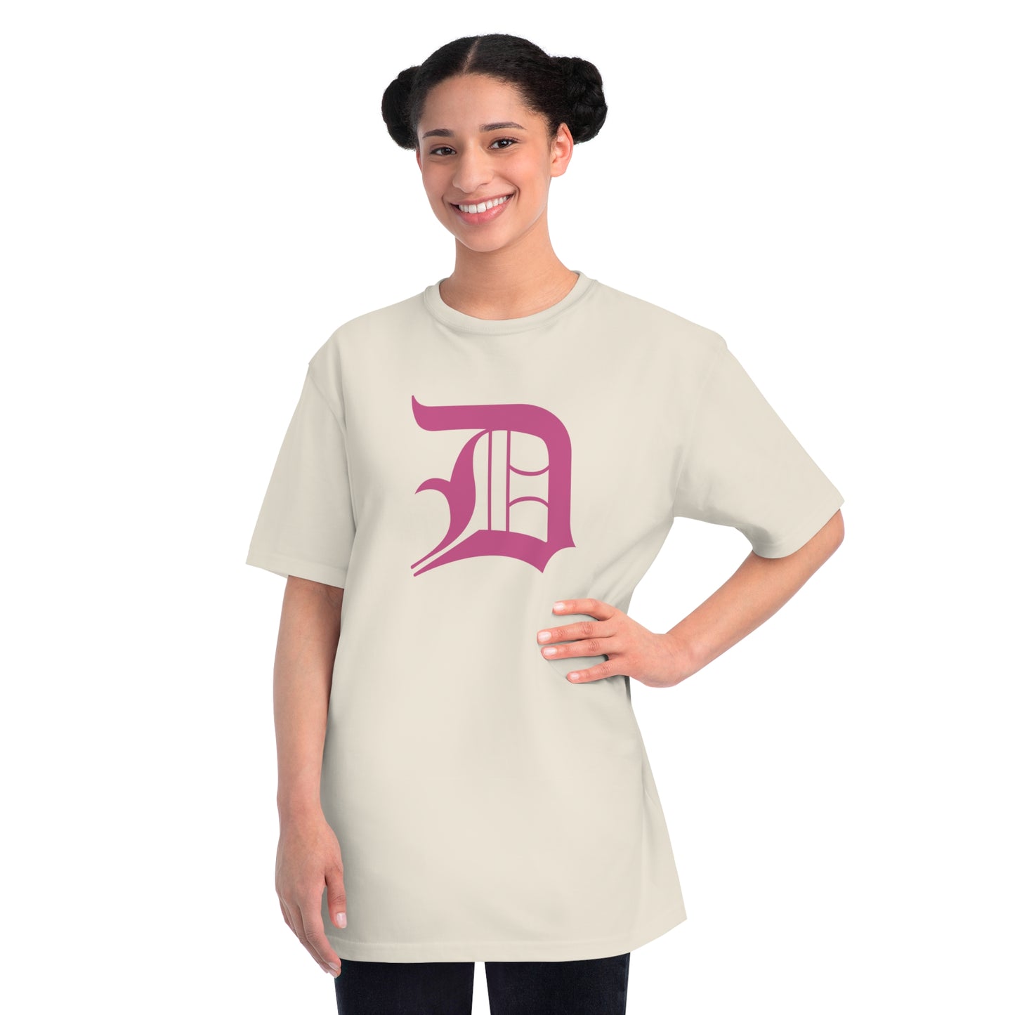 Detroit 'Old English D' T-Shirt (Apple Blossom Pink) | Unisex Organic