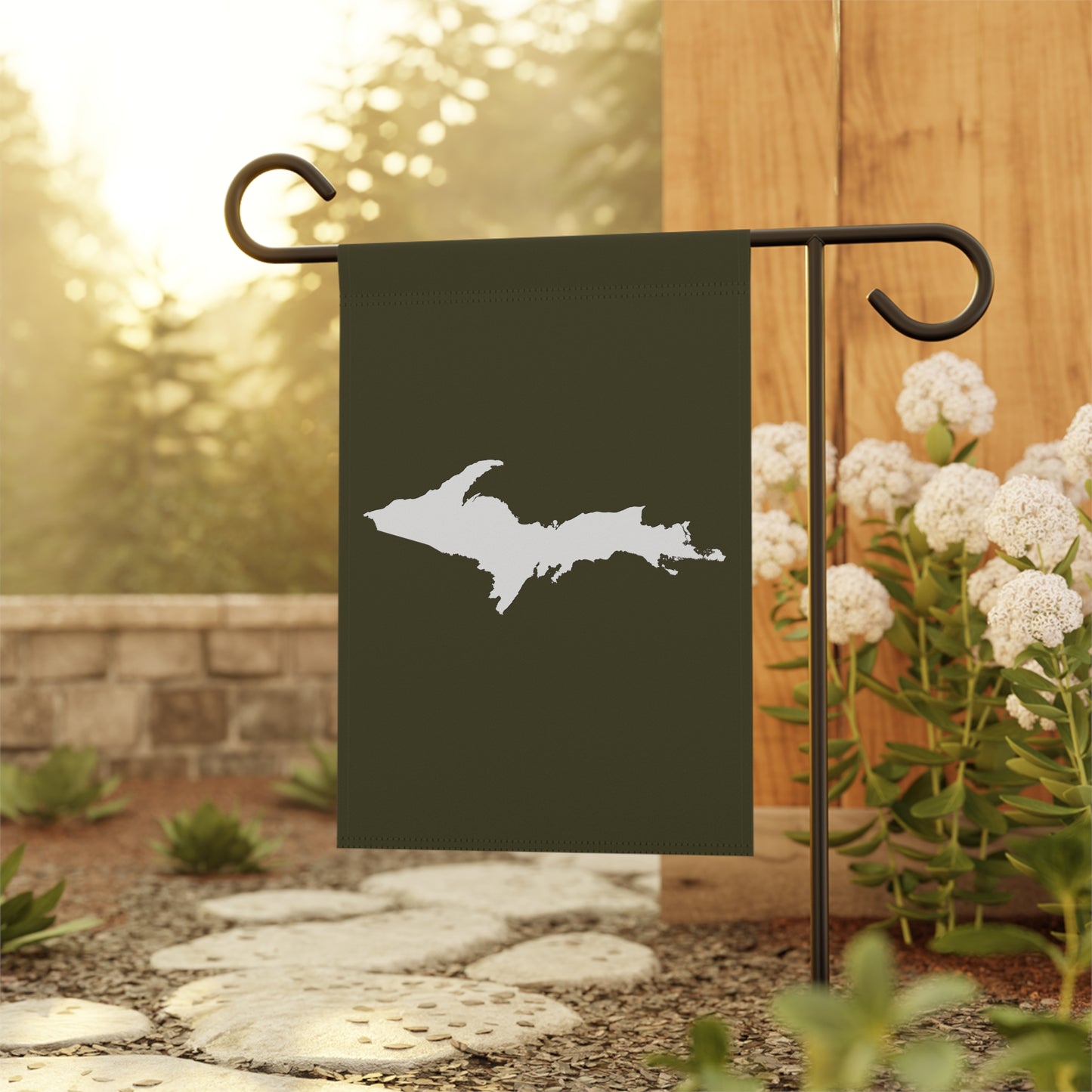 Michigan Upper Peninsula Home & Garden Flag (w/ UP Outline) | Military Green