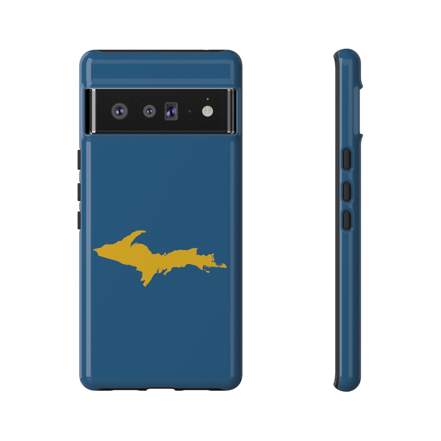 Michigan Upper Peninsula Tough Phone Case (Blueberry w/ Gold UP Outline) | Samsung & Pixel Android