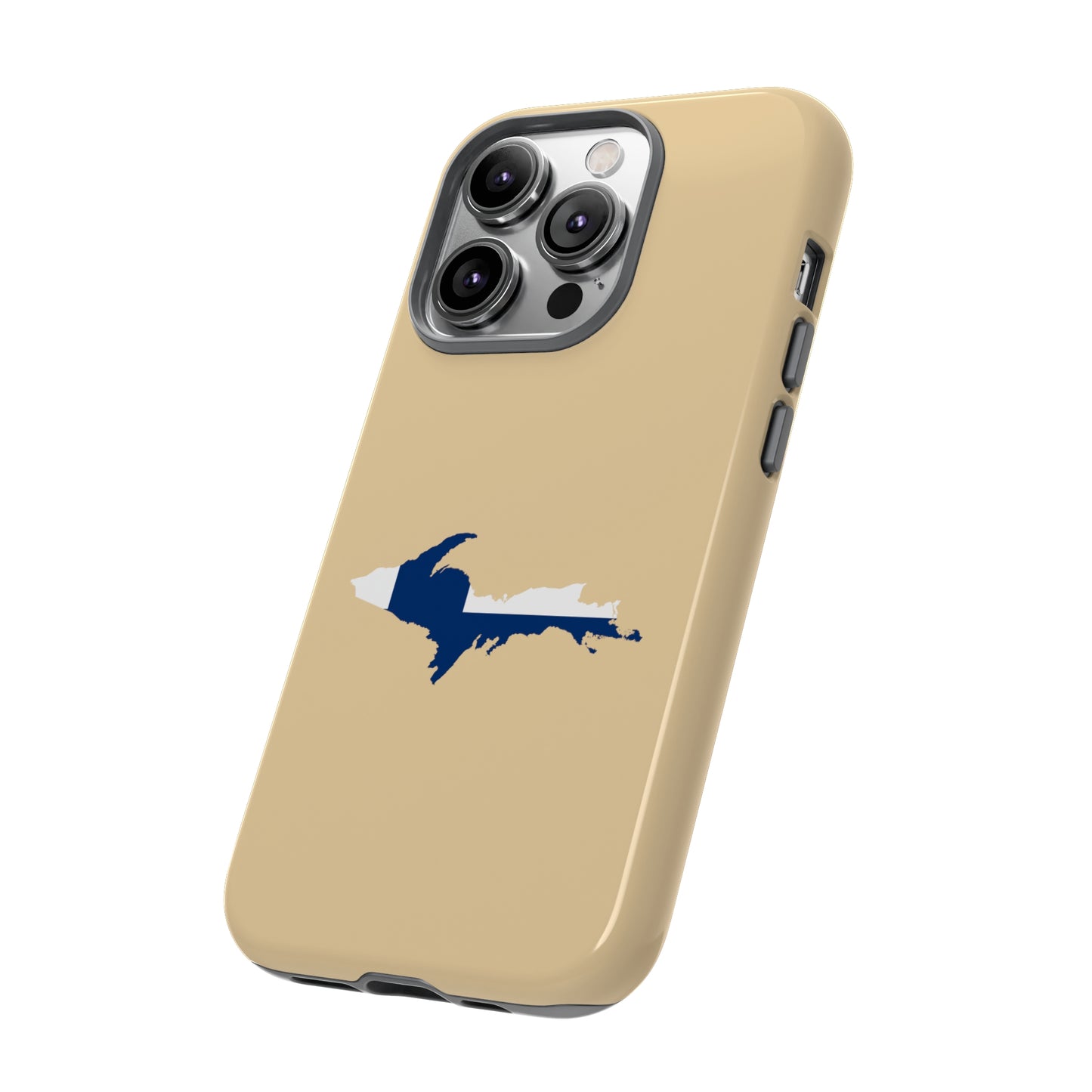 Michigan Upper Peninsula Tough Phone Case (Maple Color w/ UP Finland Flag Outline) | Apple iPhone