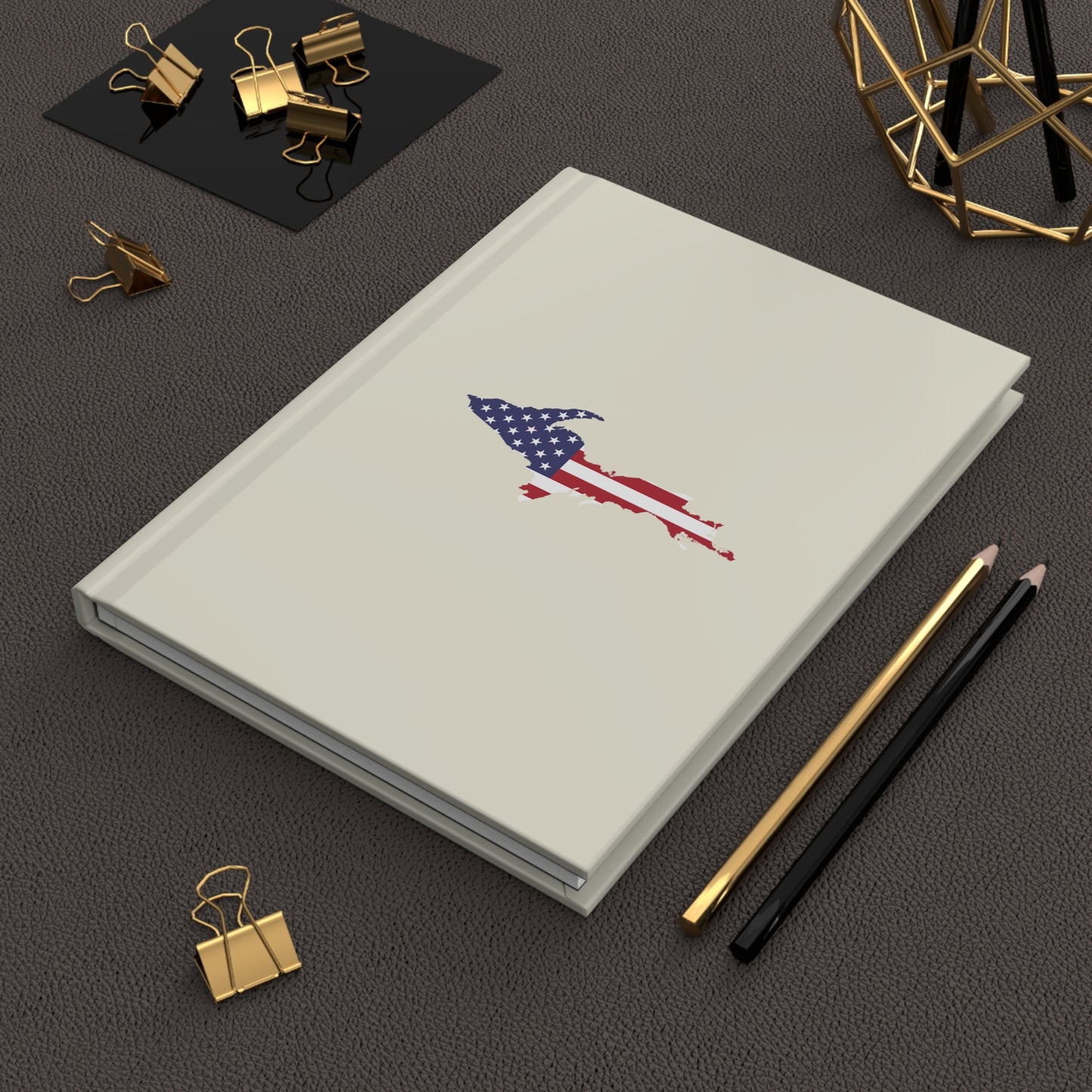 Michigan Upper Peninsula Hardcover Journal (w/ UP USA Flag) | Ruled - Ivory White