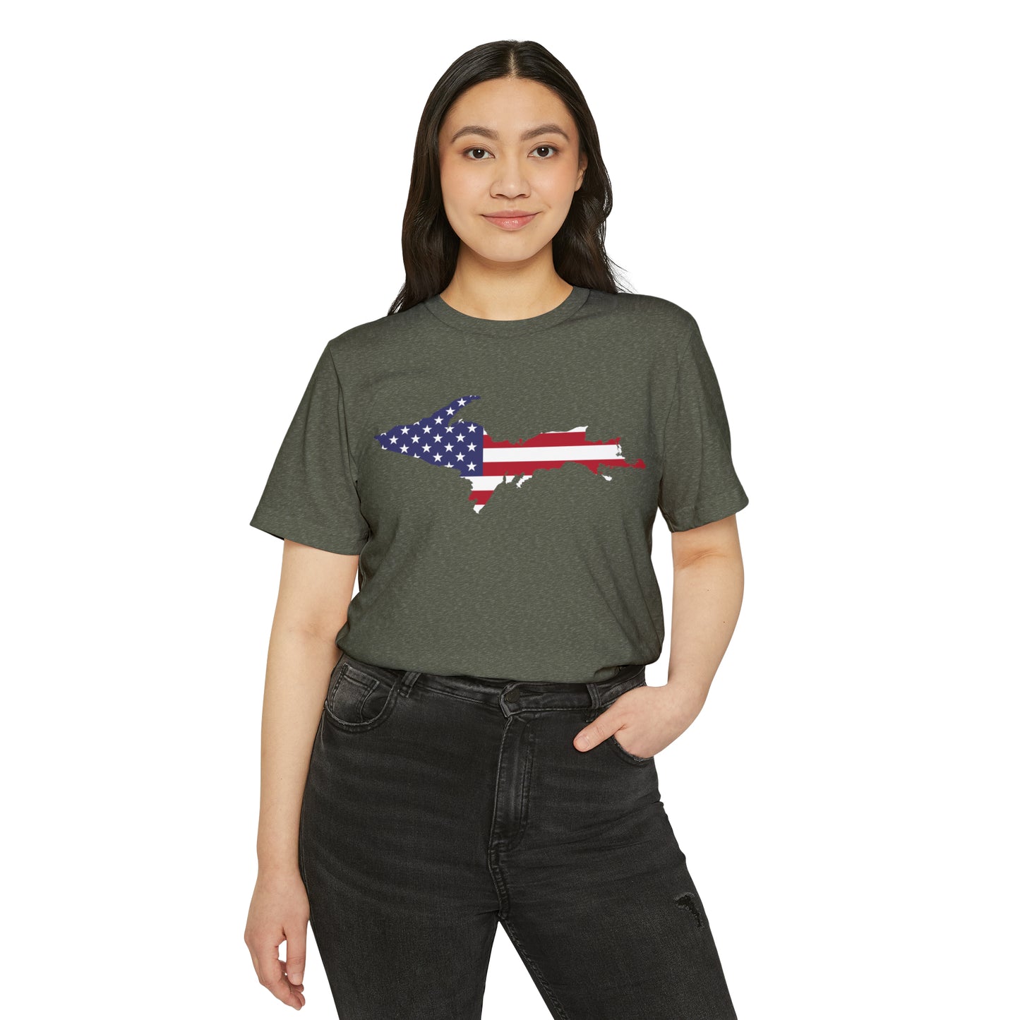 Michigan Upper Peninsula T-Shirt (w/ UP USA Flag) | Unisex Recycled Organic