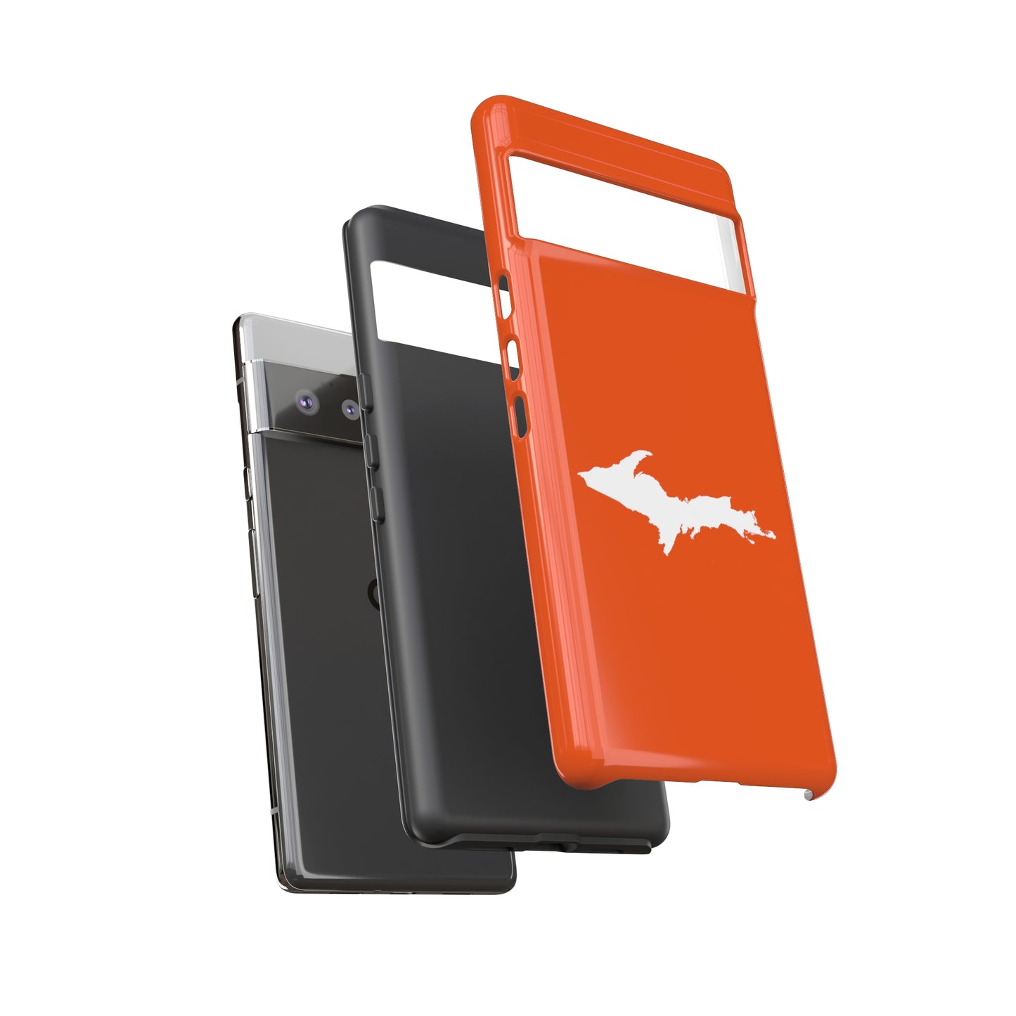 Michigan Upper Peninsula Tough Phone Case (Maple Leaf Orange w/ UP Outline) | Samsung & Pixel Android