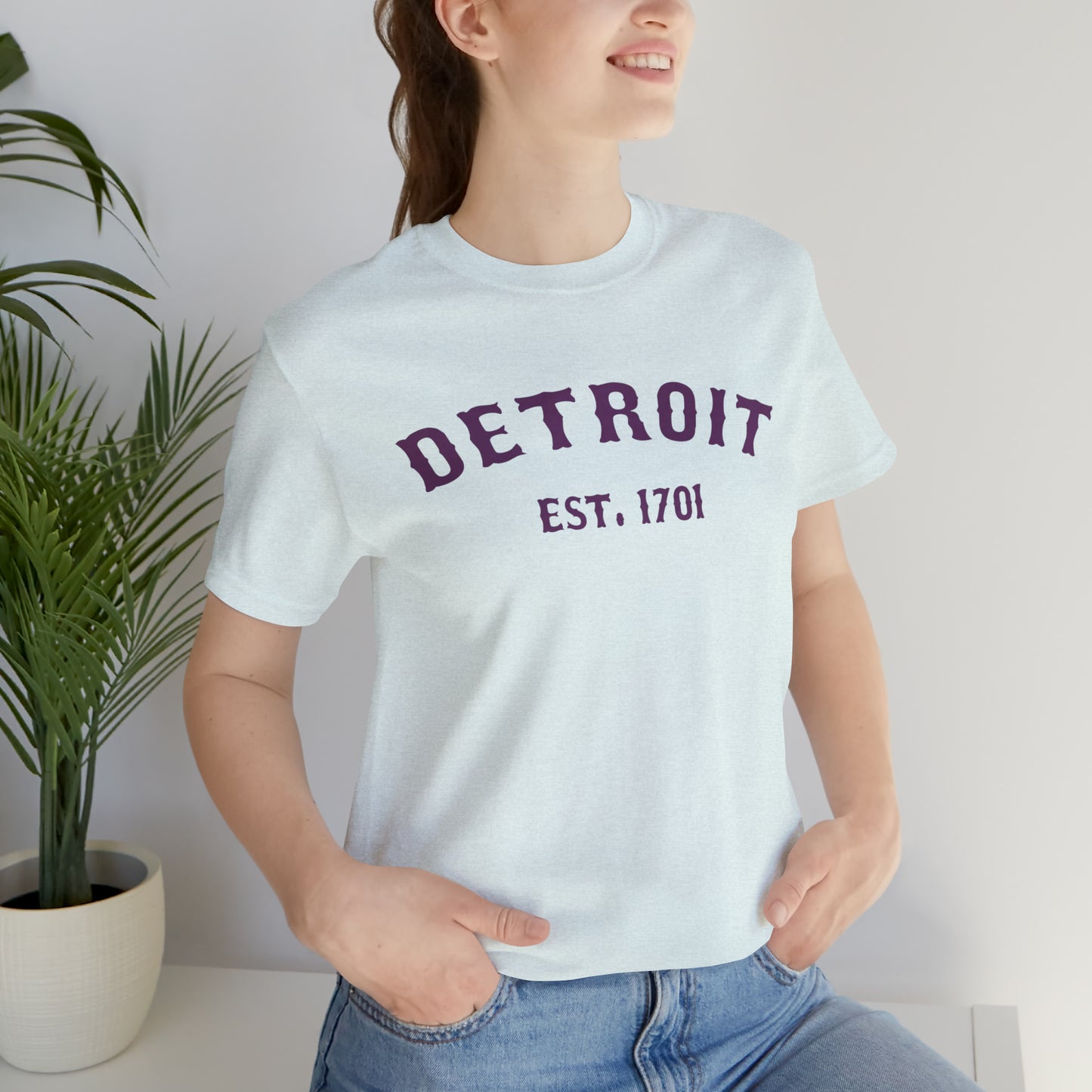 'Detroit EST. 1701' T-Shirt (Plum Ballpark Font) | Unisex Standard