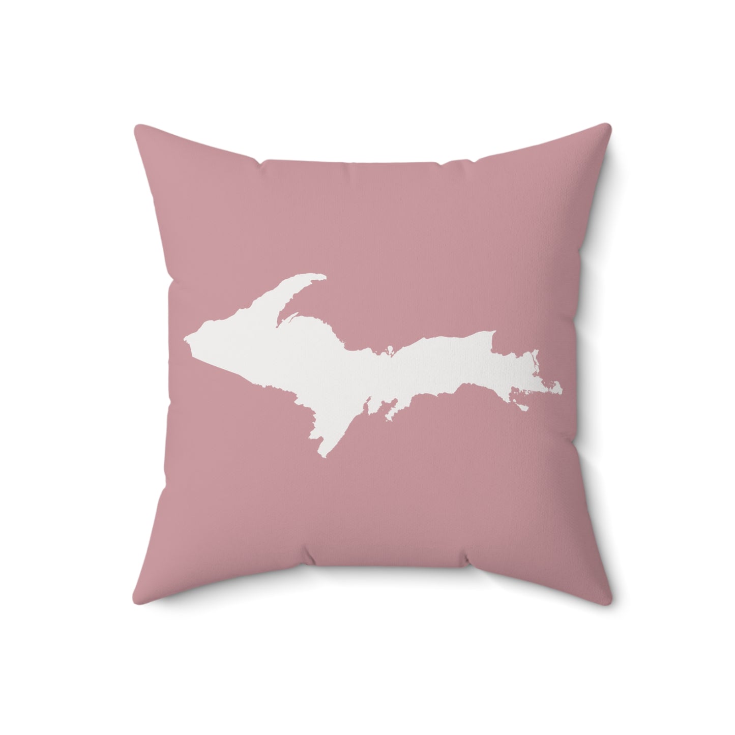 Michigan Upper Peninsula Accent Pillow (w/ UP Outline) | Cherry Blossom Pink