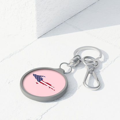 Michigan Upper Peninsula Keyring (w/ UP USA Flag) | Pale Pink