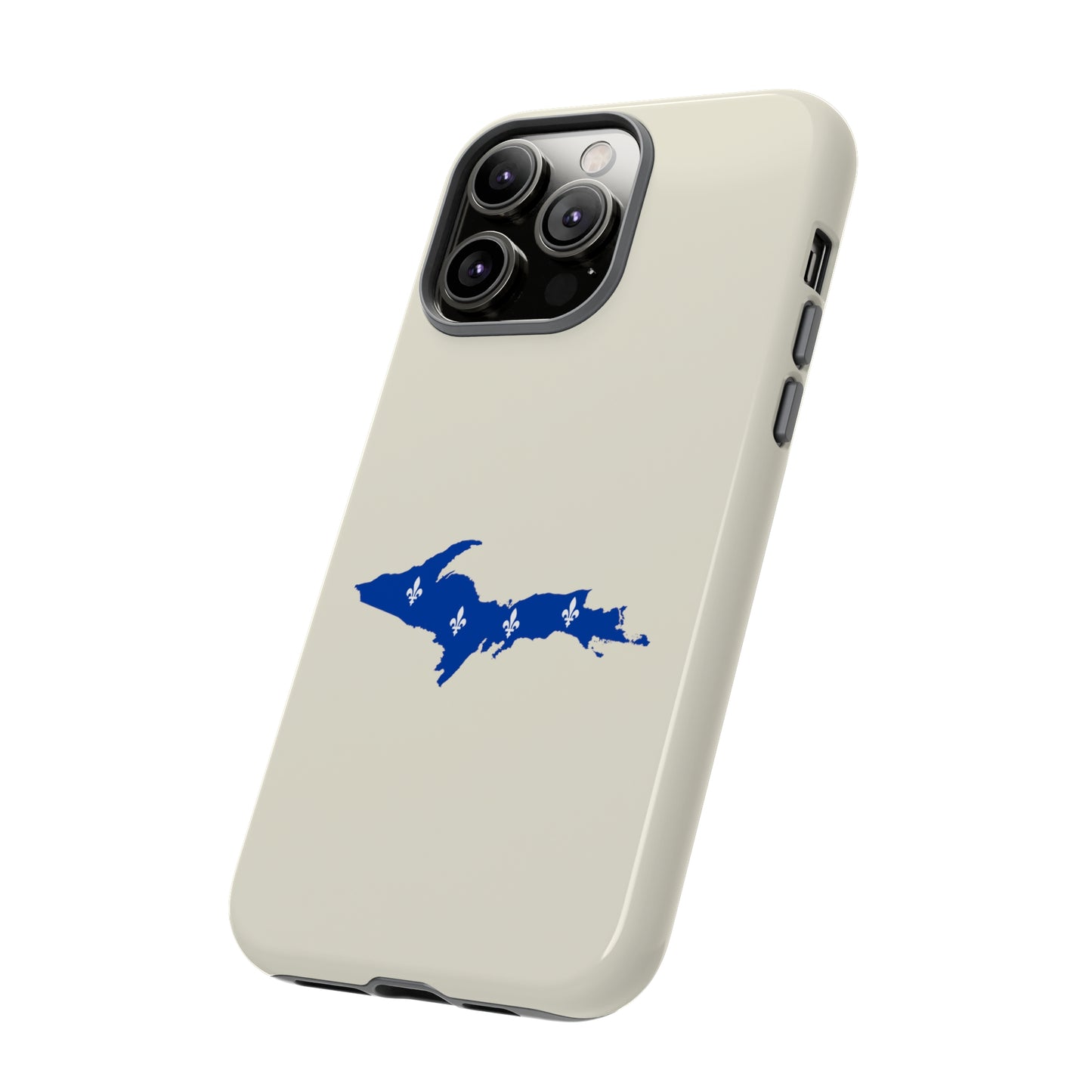 Michigan Upper Peninsula Tough Phone Case (Ivory White w/ UP Quebec Flag Outline) | Apple iPhone