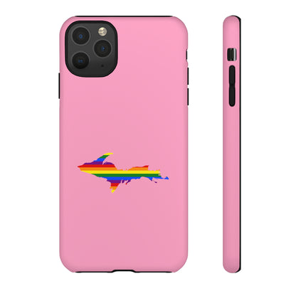 Michigan Upper Peninsula Tough Phone Case ('67 Pink Caddie w/ UP Pride Flag Outline) | Apple iPhone