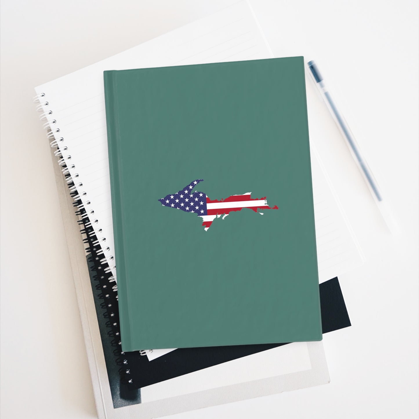 Michigan Upper Peninsula Blank Sketchbook (w/ UP USA Flag) | Copper Green