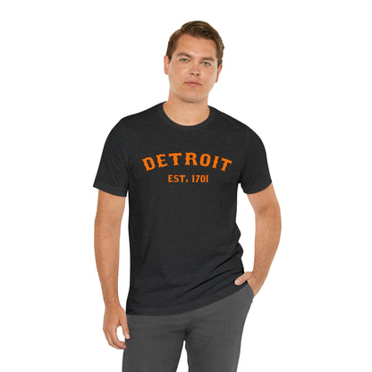 Detroit EST. 1701' T-Shirt (Orange Ballpark Font) | Unisex Standard