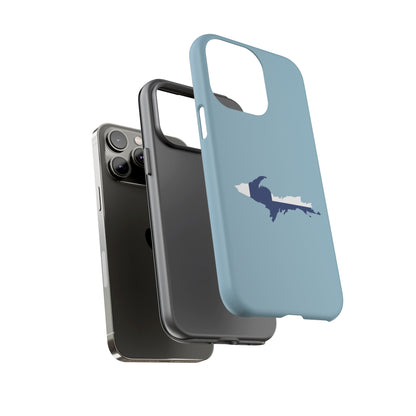 Michigan Upper Peninsula Tough Phone Case (Opal Blue w/ UP Finland Flag Outline) | Apple iPhone