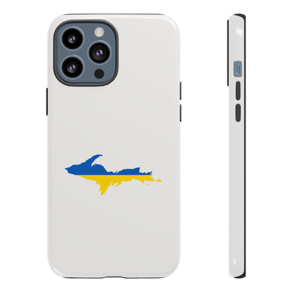 Michigan Upper Peninsula Tough Phone Case (Birch Bark White w/ UP Ukraine Flag Outline) | Apple iPhone