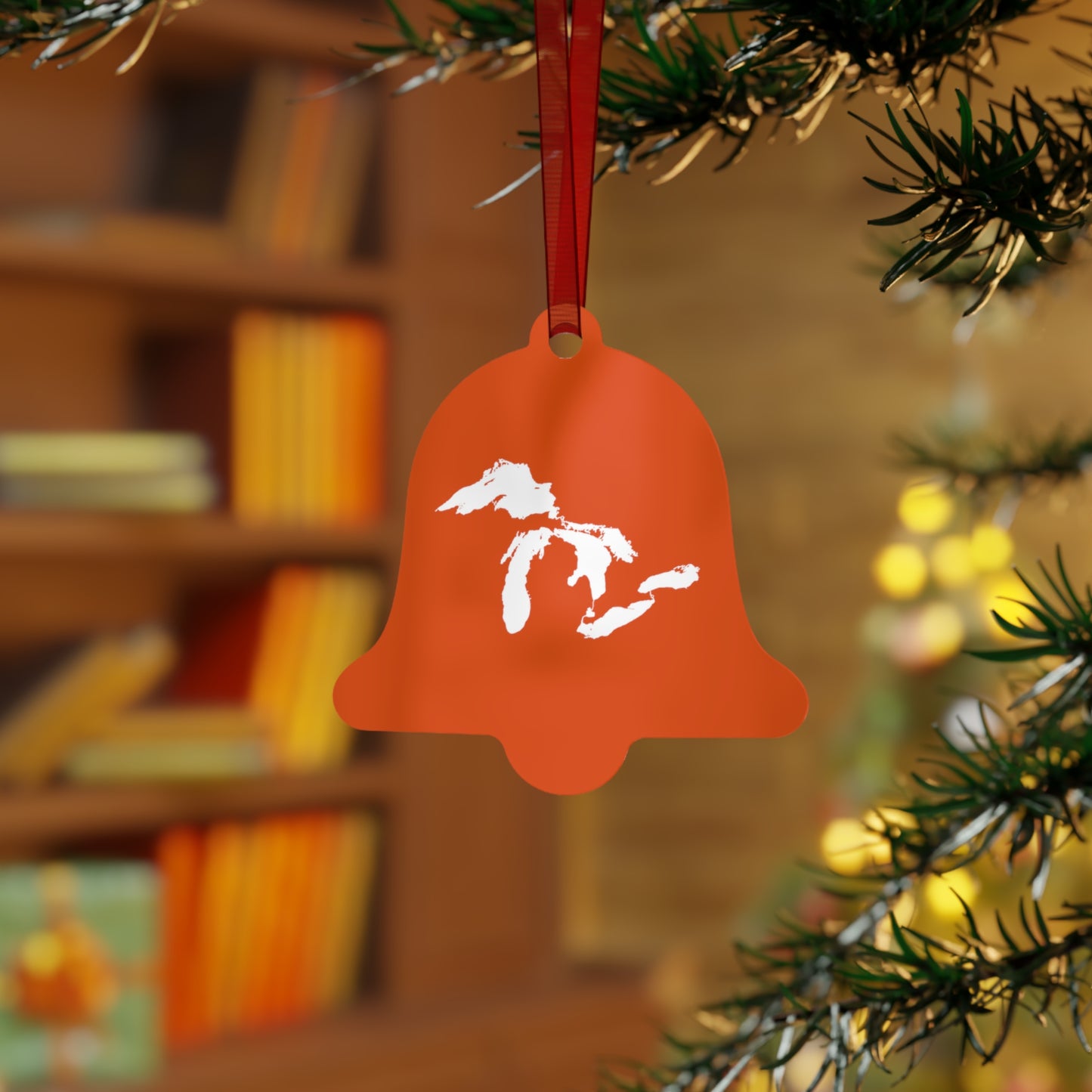 Great Lakes Christmas Ornament | Metal - Maple Leaf Orange