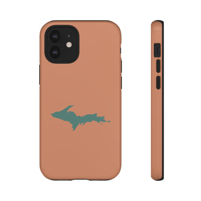 Michigan Upper Peninsula Tough Phone Case (Copper Color w/ Copper Green UP Outline) | Apple iPhone