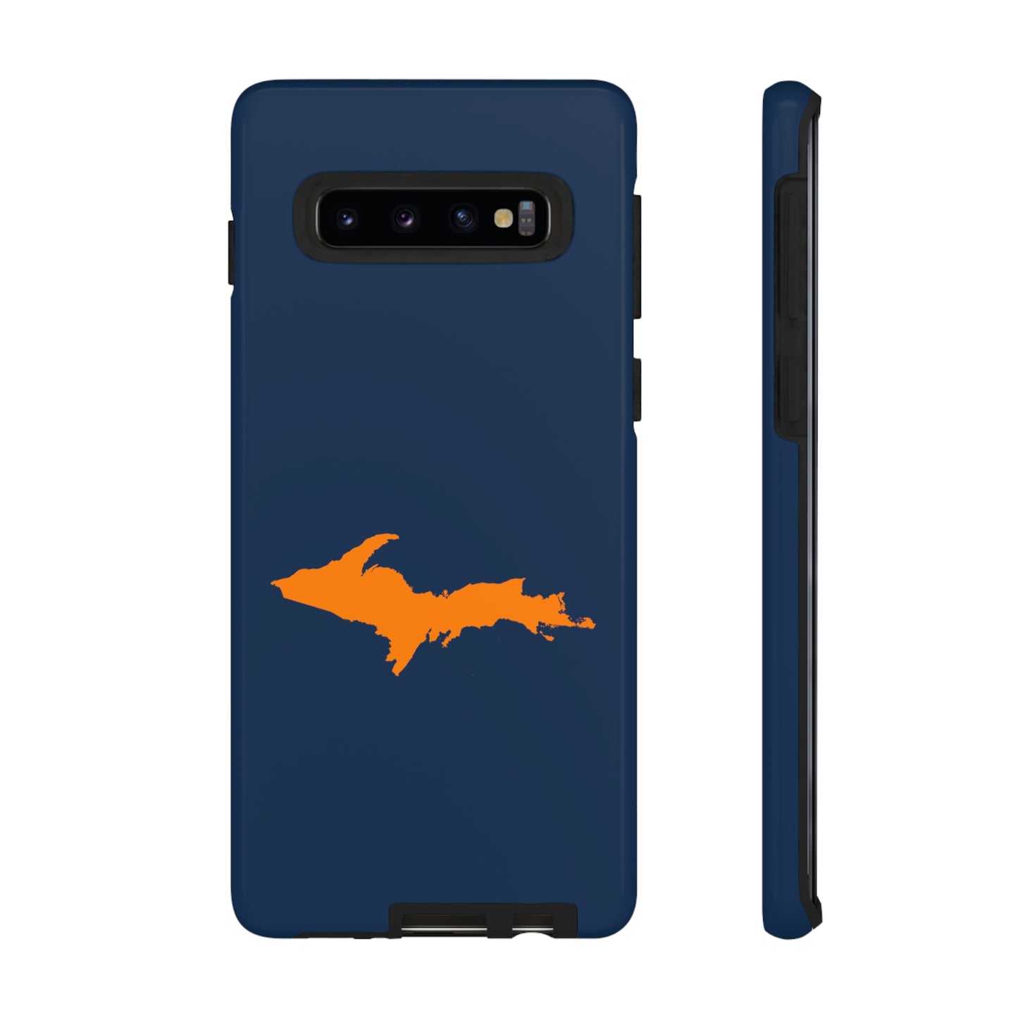 Michigan Upper Peninsula Tough Phone Case (Navy w/ Orange UP Outline) | Samsung & Pixel Android