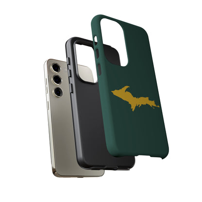 Michigan Upper Peninsula Tough Phone Case (Green w/ Gold UP Outline) | Samsung & Pixel Android