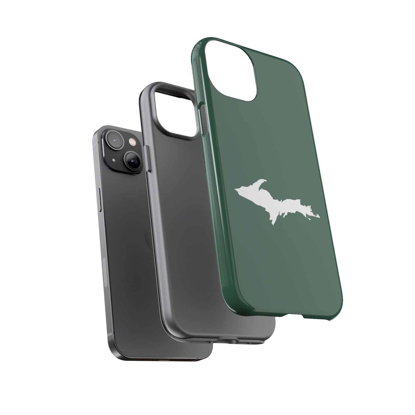 Michigan Upper Peninsula Tough Phone Case (Ginger Ale Green w/ UP Outline) | Apple iPhone