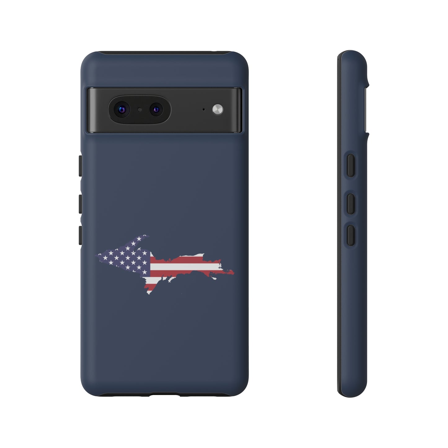 Michigan Upper Peninsula Tough Phone Case (Navy w/ UP USA Flag Outline) | Samsung & Pixel Android