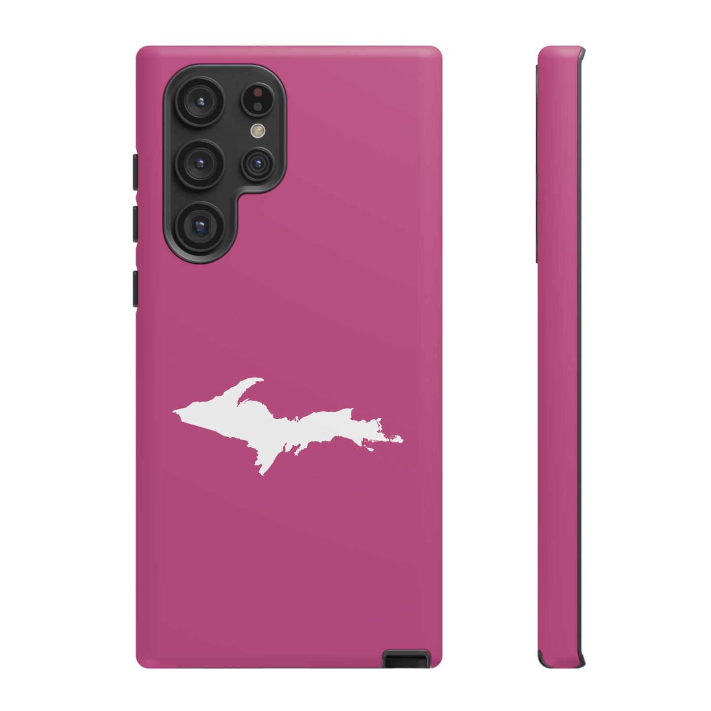 Michigan Upper Peninsula Tough Phone Case (Apple Blossom Pink w/ UP Outline) | Samsung & Pixel Android