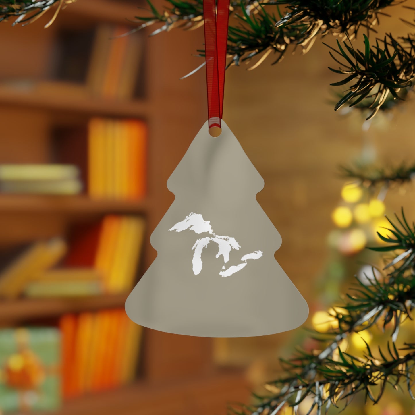 Great Lakes Christmas Ornament | Metal - Petoskey Beige