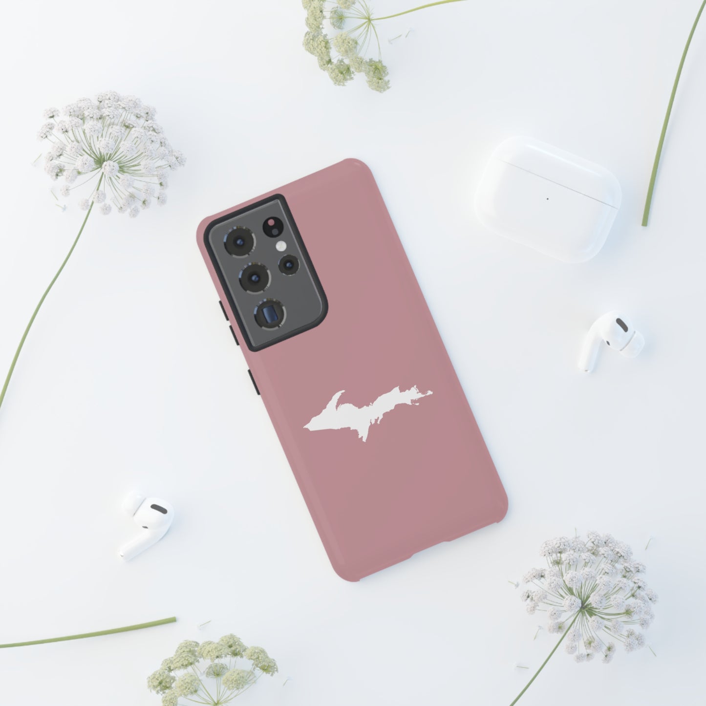 Michigan Upper Peninsula Tough Phone Case (Cherry Blossom Color w/ UP Outline) | Samsung & Pixel Android