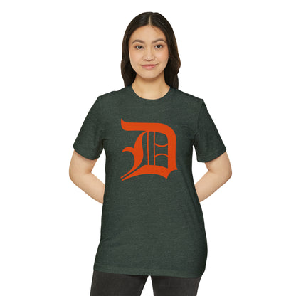 Detroit 'Old English D' T-Shirt (Maple Leaf Orange) | Unisex Recycled Organic