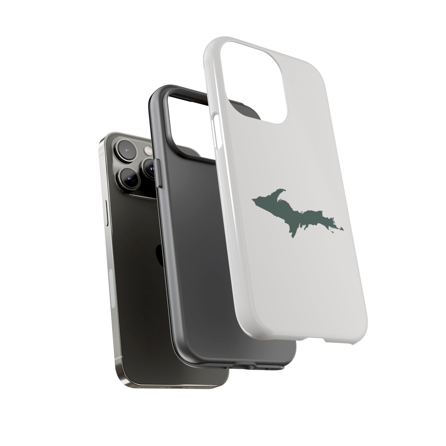 Michigan Upper Peninsula Tough Phone Case (Birch Bark White w/ Green UP Outline) | Apple iPhone