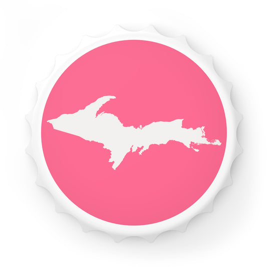 Michigan Upper Peninsula Bottle Opener (w/ UP Outline) | Rhodochrosite Pink