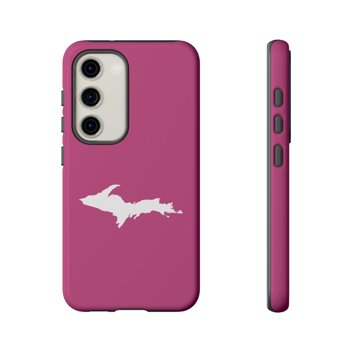 Michigan Upper Peninsula Tough Phone Case (Apple Blossom Pink w/ UP Outline) | Samsung & Pixel Android