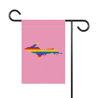 Michigan Upper Peninsula Home & Garden Flag (w/ UP Rainbow Pride Flag) | '67 Caddie Pink