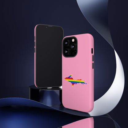 Michigan Upper Peninsula Tough Phone Case ('67 Pink Caddie w/ UP Pride Flag Outline) | Apple iPhone