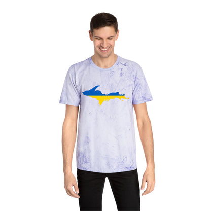 Michigan Upper Peninsula T-Shirt (w/ UP Ukraine Flag Outline) | Unisex Color Blast