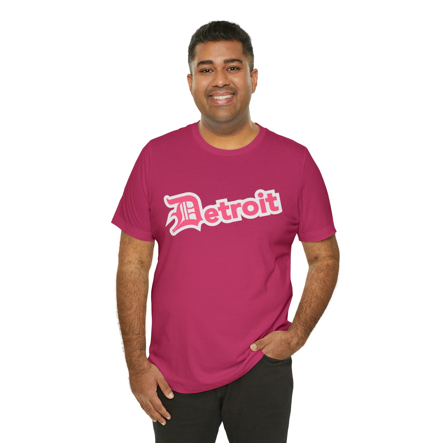 'Detroit' T-Shirt (Rhodochrosite Pink w/ Old English 'D') | Unisex Standard