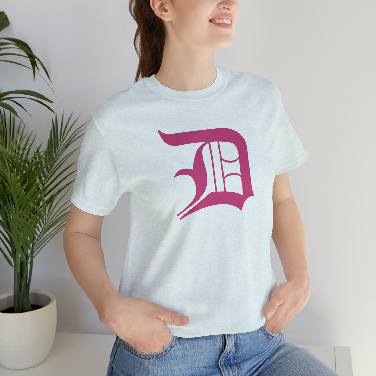 Detroit 'Old English D' T-Shirt (Apple Blossom Pink) | Unisex Standard