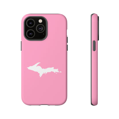 Michigan Upper Peninsula Tough Phone Case ('67 Caddie Pink w/ UP Outline) | Apple iPhone