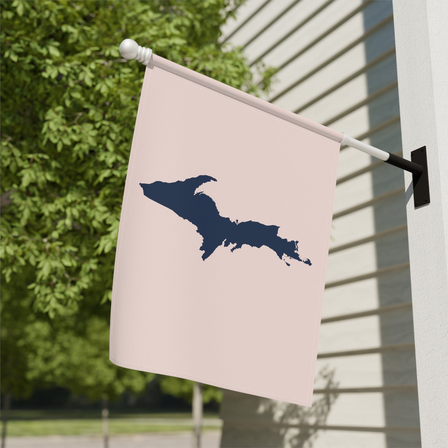 Michigan Upper Peninsula Home & Garden Flag (w/ UP Outline) | Champagne Pink