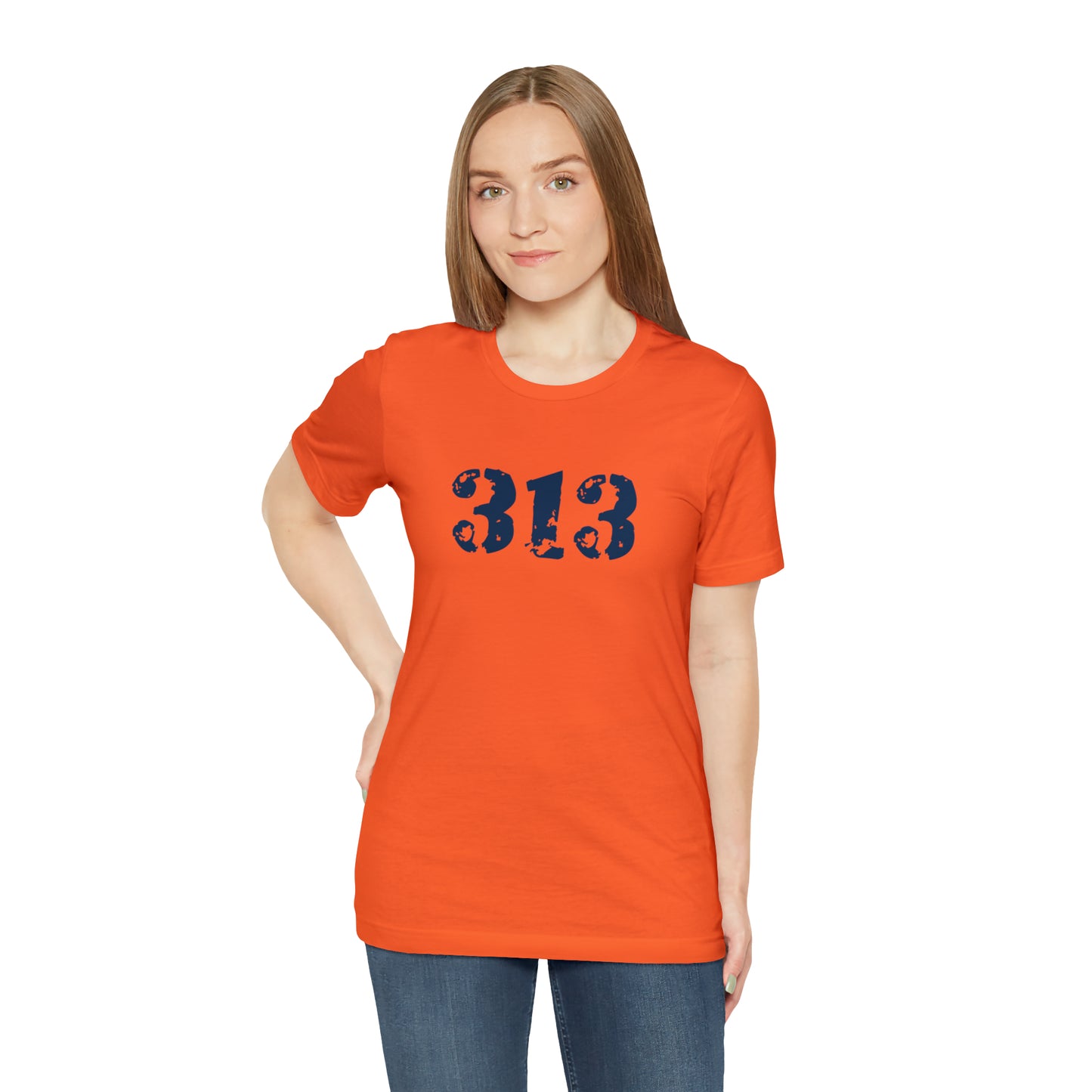 Detroit '313' T-Shirt (Distressed Stencil Font) | Unisex Standard Fit