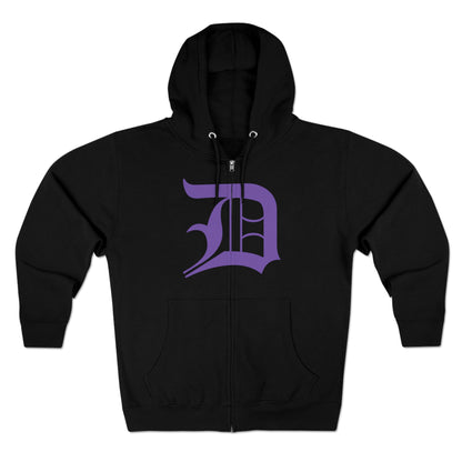 Detroit 'Old English D' Hoodie (Full-Body Lake Iris) | Unisex Full Zip