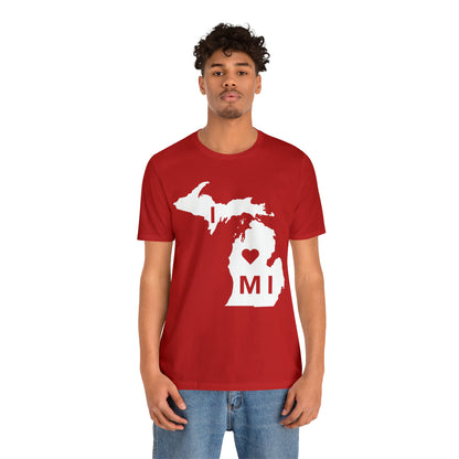 'I ❤️ MI' T-Shirt (w/ Full MI Outline) | Unisex Standard Fit