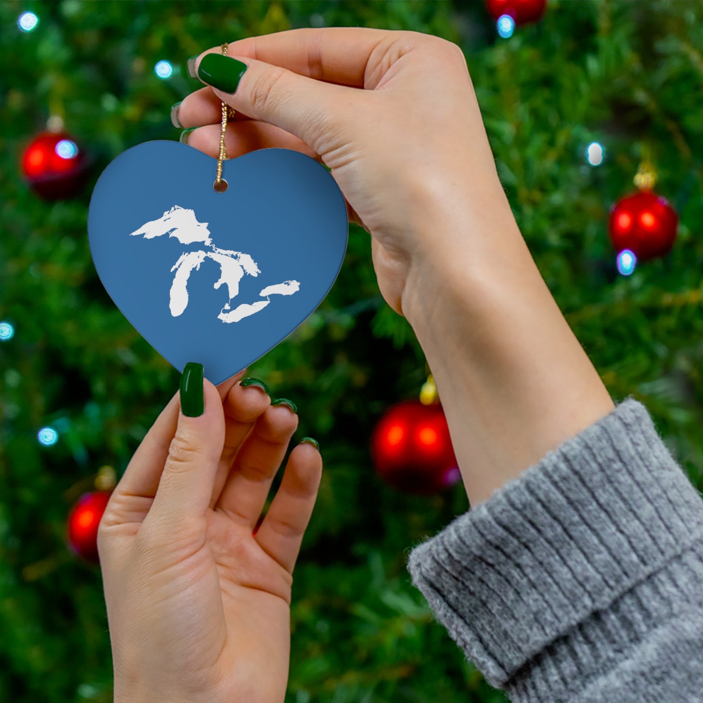 Great Lakes Christmas Ornament (Superior Blue) | Ceramic - 4 Shapes
