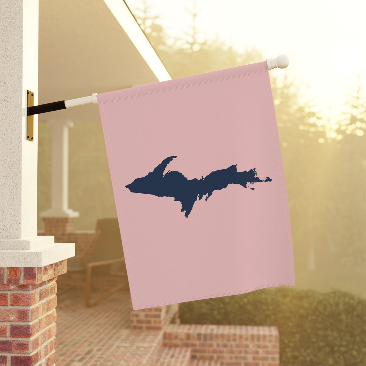 Michigan Upper Peninsula Home & Garden Flag (w/ UP Outline) | Cosmos Pink