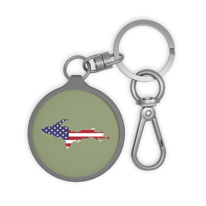 Michigan Upper Peninsula Keyring (w/ UP USA Flag) | Beachgrass Green