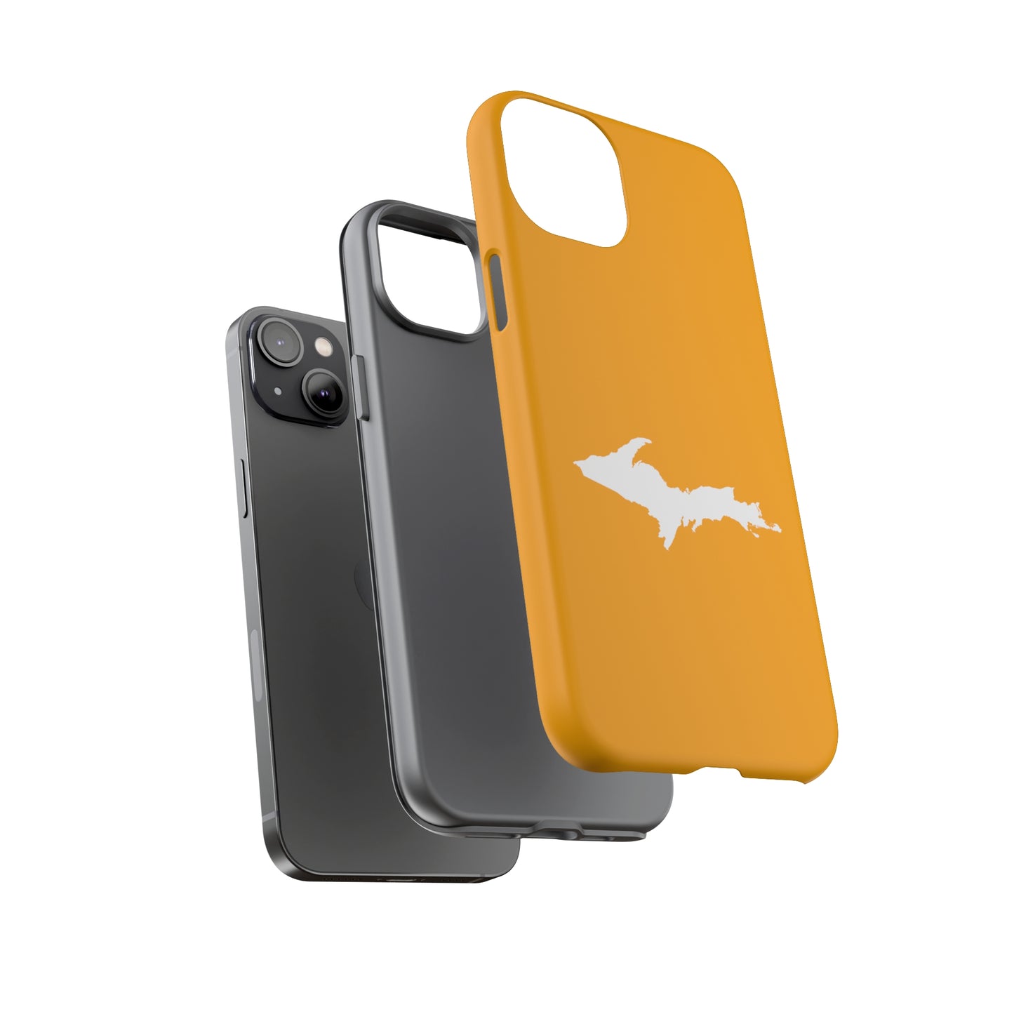 Michigan Upper Peninsula Tough Phone Case (Autumn Birch Leaf Color w/ UP Outline) | Apple iPhone