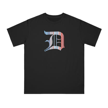 Detroit 'Old English D' T-Shirt (Climate Stripes Edition) | Unisex Organic