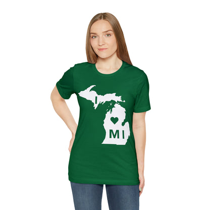 'I ❤️ MI' T-Shirt (w/ Full MI Outline) | Unisex Standard Fit